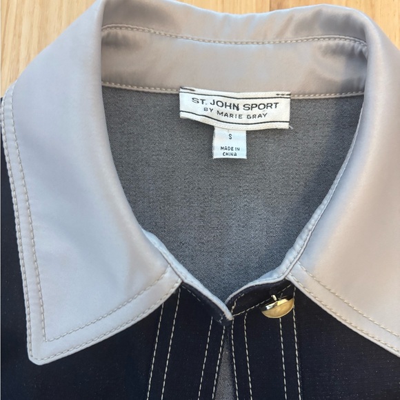 NWOT St John Blue Western Fitted Jacket Button Up Collar Trim Studs Sz Small - Picture 2 of 11